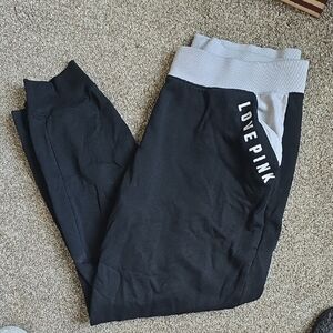 PINK Victoria's Secret Black and Gray Sweatpants with Tapered Fit